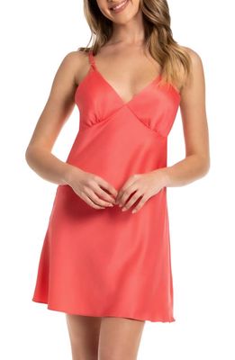 Midnight Bakery Solid Satin Chemise in Coral 