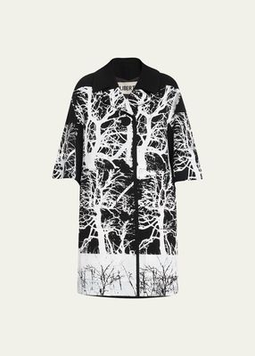 Midnight Forest Printed Patch Pocket Coat