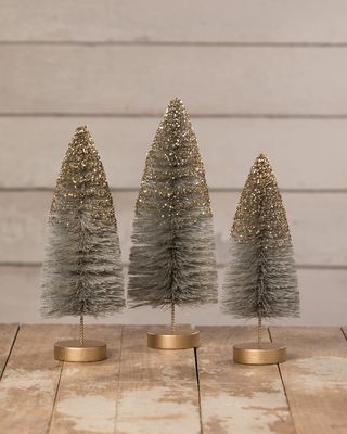 Midnight Shine Bottle Brush Trees, Set of 3