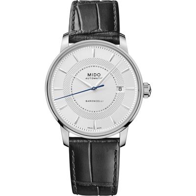 MIDO Baroncelli Signature Automatic Croc Embossed Leather Strap Watch, 39mm in Black 