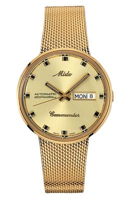 MIDO Commander Automatic Mesh Strap Watch, 37mm in Gold/Yellow/Gold 