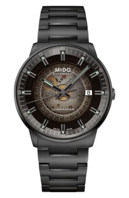 MIDO Commander Gradient Skeletal Automatic Bracelet Watch, 40mm in Silver/Black 