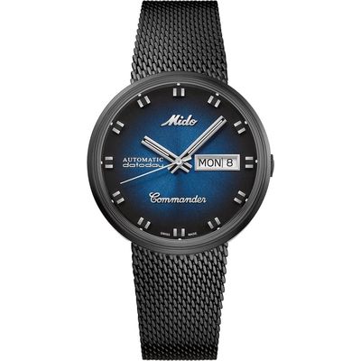 MIDO Commander Shade Automatic Mesh Strap Watch, 37mm in Black/Blue 