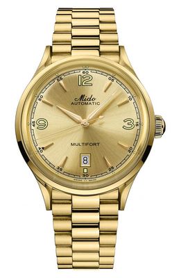 MIDO Multifort Automatic Bracelet Watch, 40mm in Champagne /Golden 