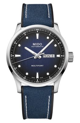 MIDO Multifort Automatic Fabric & Rubber Strap Watch, 42mm in Blue Gradient 