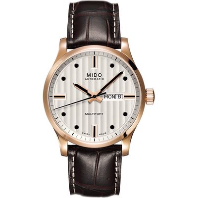 MIDO Multifort Automatic Leather Strap Watch, 42mm in Silver 