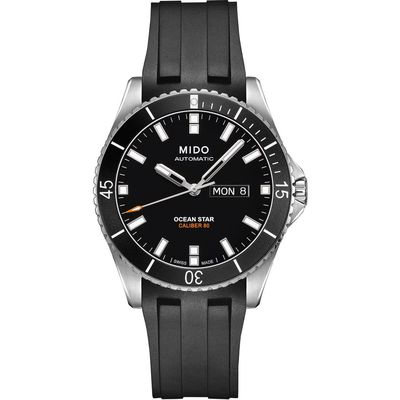 MIDO Ocean Star 200 Automatic Rubber Strap Watch, 42.5mm in Silver/Black 