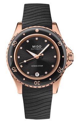 MIDO Ocean Star Rubber Strap Watch, 36.5mm in Black 