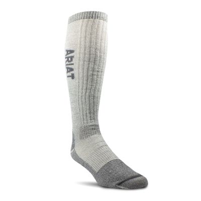 Midweight Merino Wool Blend Over The Calf Steel Toe Work Socks in Grey Spandex, Size: XL by Ariat