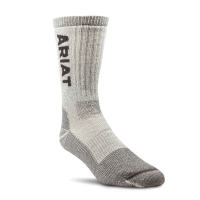 Midweight Merino Wool Blend Steel Toe Work Socks in Brown Spandex, Size: Large by Ariat