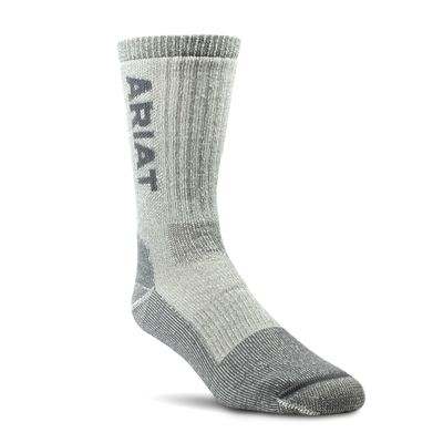 Midweight Merino Wool Blend Steel Toe Work Socks in Grey Spandex, Size: Medium by Ariat