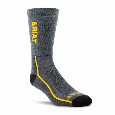 Midweight Merino Wool Performance Work Socks in Grey Spandex