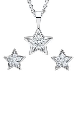 Mignonette Pavé Star Pendant Necklace & Earrings Set in Silver