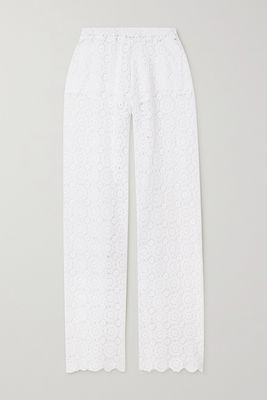 Miguelina - Inez Crocheted Cotton Pants - White