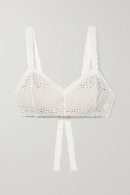 Miguelina - Jules Broderie Anglaise Cotton-voile Bra Top - White