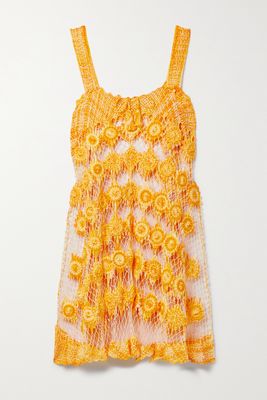 Miguelina - Vana Crocheted Cotton Mini Dress - Yellow