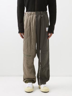 Mihara Yasuhiro - Patchwork Canvas Cargo Trousers - Mens - Khaki Multi