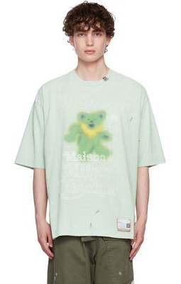 Miharayasuhiro Green Distressed T-Shirt
