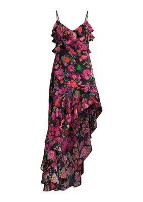 Mika Asymmetrical Ruffled Floral Dress