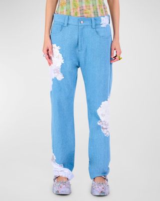 Mikaela Mid-Rise Lace Jeans
