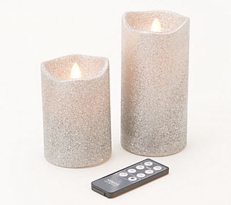 Mikasa 4" & 6" Glitter Flameless Blow Out Candles with Re