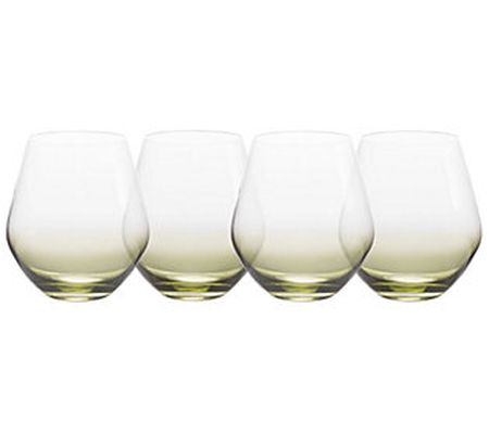 Mikasa Gianna Ombre Sage Set of 4 Stemless Wine Glasses