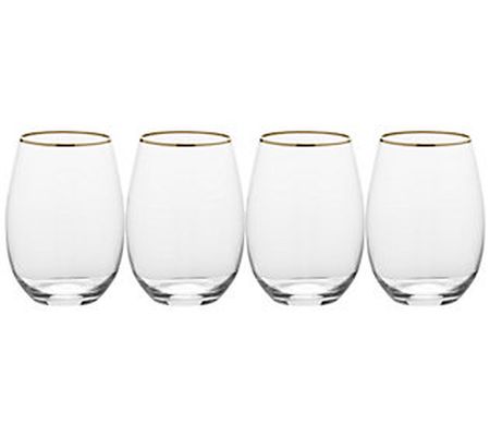 Mikasa Julie Gold Set of 4 Stemless Wine Glasse s