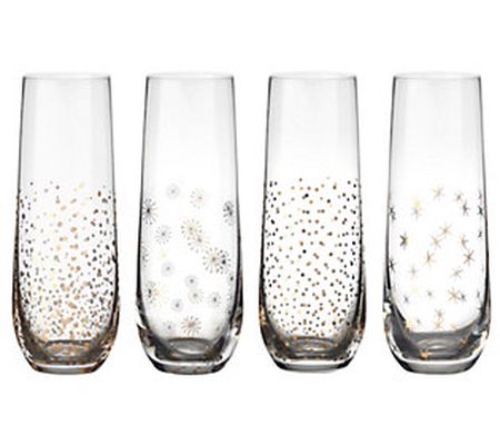 Mikasa Party Set of Four 9.5-oz Stemless Toasti ng Flutes