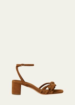 Mikel Suede Bow Ankle-Strap Sandals