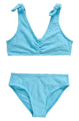 Miken Swim Kids' Tie Shoulder Two-Piece Swimsuit in Bluefish 