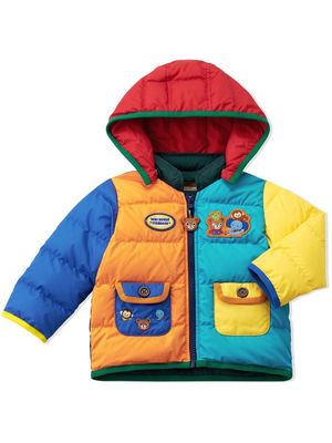 Miki House Animal Friends embroidered padded jacket - Blue