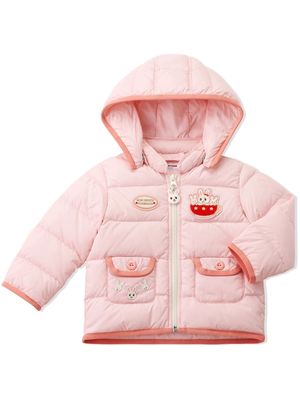 Miki House Animal Friends embroidered padded jacket - Pink