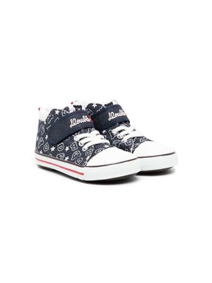 Miki House bear-print high-top sneakers - Blue