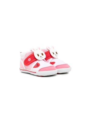 Miki House Bunny embellished touch-strap sneakers - Pink