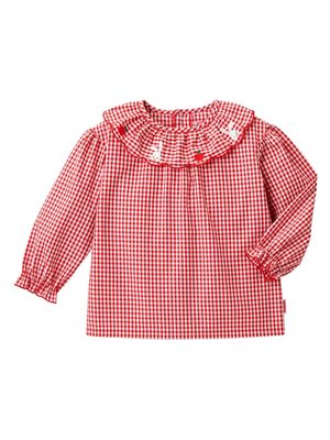 Miki House check-pattern cotton blouse - Red