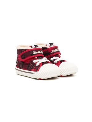 Miki House check-print cotton sneakers - Red