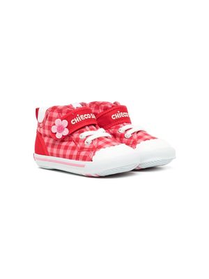 Miki House checked touch-strap sneakers - Red