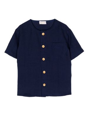 Miki House collarless short-sleeve shirt - Blue