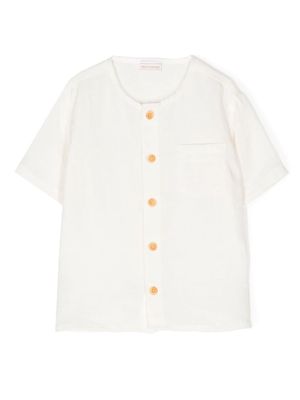 Miki House collarless short-sleeve shirt - White