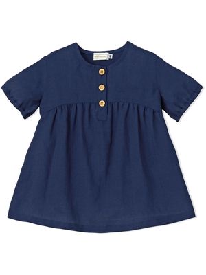 Miki House embroidered-logo short-sleeve dress - Blue