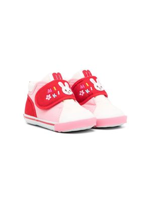 Miki House embroidered-logo touch-strap sneakers - Pink