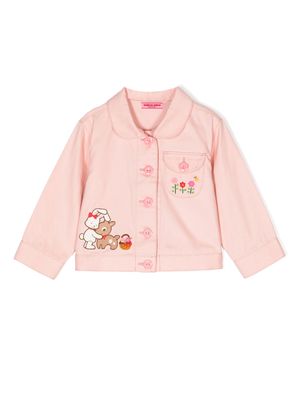 Miki House embroidered-motif cotton jacket - Pink
