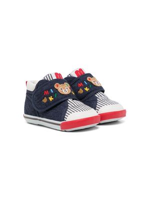 Miki House embroidered touch-strap sneakers - Blue