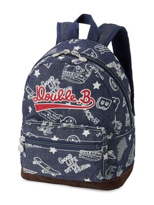 Miki House graphic-print backpack - Blue