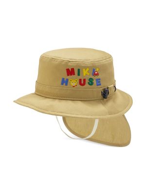 Miki House logo-embroidered bucket hat - Neutrals