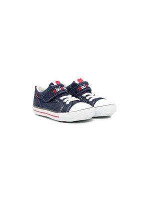 Miki House logo-embroidered denim sneakers - Blue