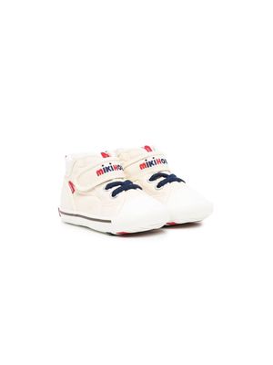 Miki House logo-embroidered high-top sneakers - White