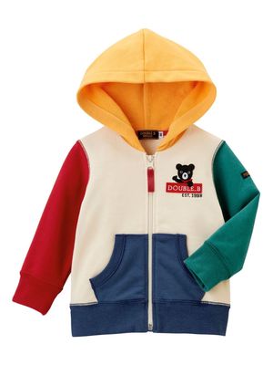 Miki House logo-patch zip-up hoodie - Neutrals