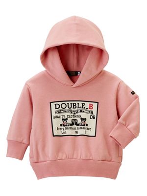 Miki House logo-print cotton hoodie - Pink