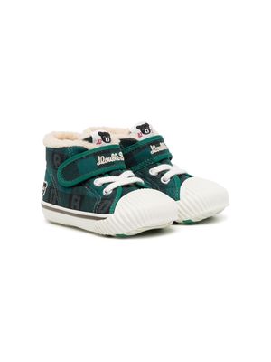 Miki House tartan check-pattern touch-strap sneakers - Green